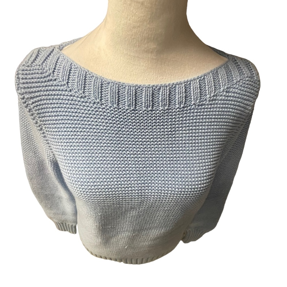 Talbots baby Blue/Powder Blue Knit Sweater. Sz M - Picture 2 of 13